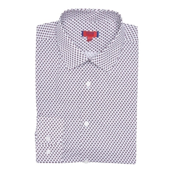 𝅺ZNT18 Geo Print Modern Trim Fit Dress Shirt - Picture 1 of 14